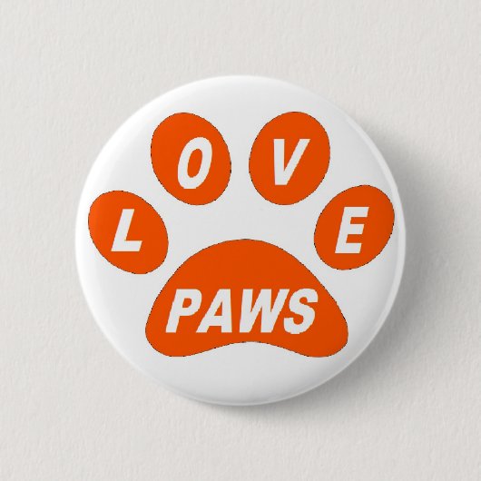 Button Love Paws on Paws Oranje (Voorkant)