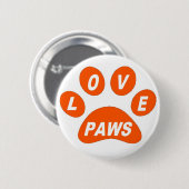 Button Love Paws on Paws Oranje (Voorkant /achterkant)