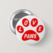Button Love Paws on Paws Red (Voorkant /achterkant)
