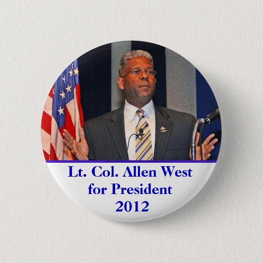 Button, luitenant-kolonel Allen West voor Presiden Ronde Button 5,7 Cm (Voorkant)
