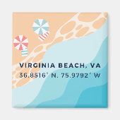 Button Magnet - Coördinaten van Virginia Beach, VA (Voorkant)