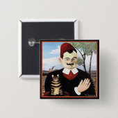 Button: "Man & Kat" door Henri Rousseau Vierkante Button 5,1 Cm (Voorkant /achterkant)