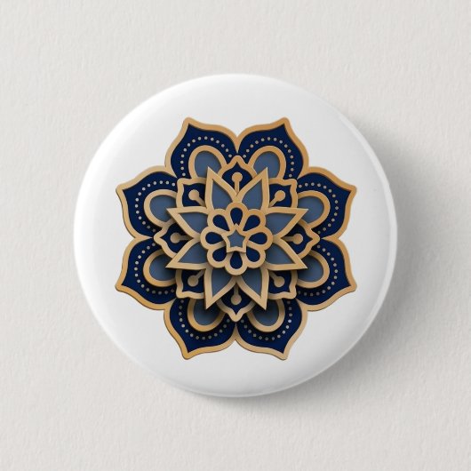 Button-Mandala Design Sewing Button - Navy Blue &  (Voorkant)