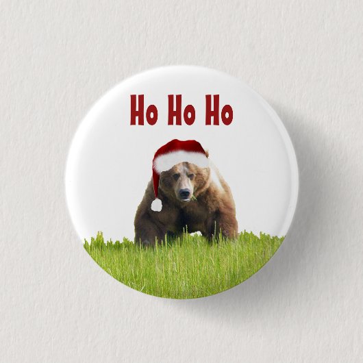 Button met beer met kerstgrizzly (Voorkant)