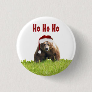 Button met beer met kerstgrizzly