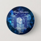 Button met blauw kerstcadeau (Voorkant)