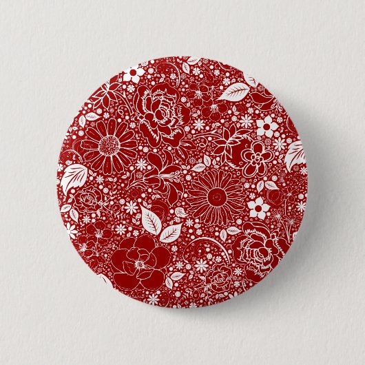 Button met botanische schoonheden rode Pinback (Voorkant)