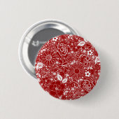 Button met botanische schoonheden rode Pinback (Voorkant /achterkant)
