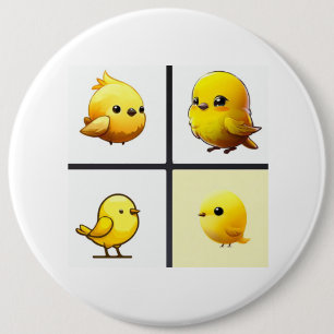 Button met design kleine schattige gele vogeltjes
