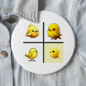 Button met design kleine schattige gele vogeltjes (In situ)
