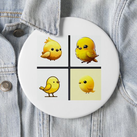 Button met design kleine schattige gele vogeltjes (In situ)