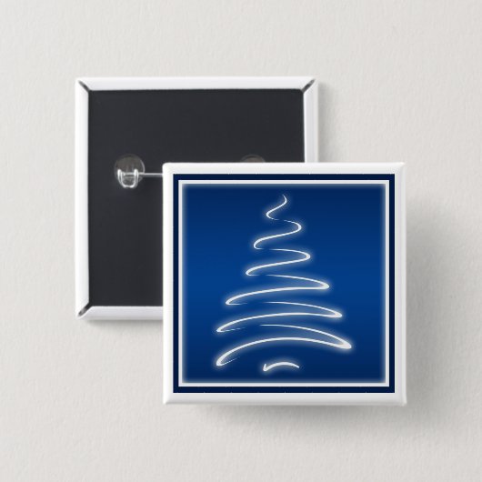 Button met een blauwe kerstboom (Voorkant /achterkant)