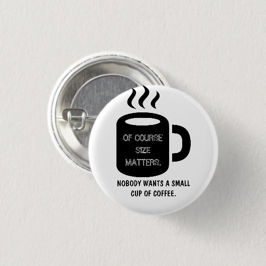 Button met een ontwerp voor de mok van koffie. (Voorkant /achterkant)