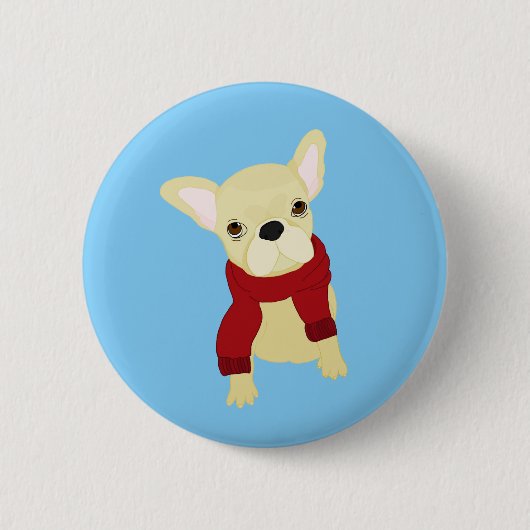 Button met een schattig Frans Bulldog Puppy design (Voorkant)