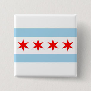 Button met Flag of Chicago, Illinois
