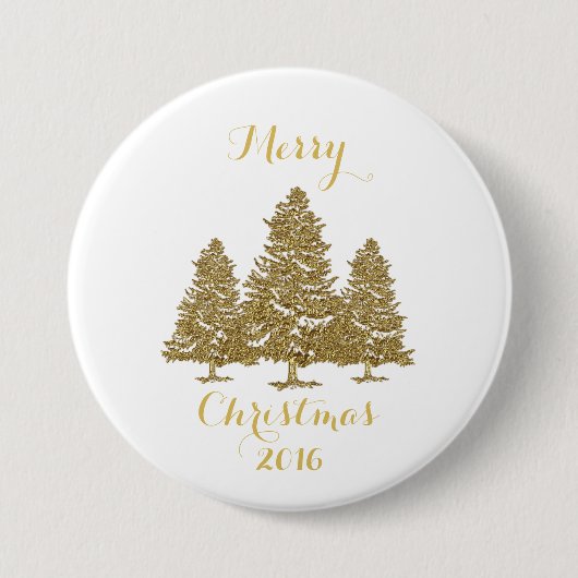 Button met gouden kerstbomen (Voorkant)