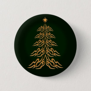 Button met groene kerstbomen