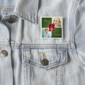 Button met groene, rode, gouden kerstboom (In situ)