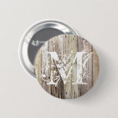Button met houten monogram en met verwering (Voorkant /achterkant)