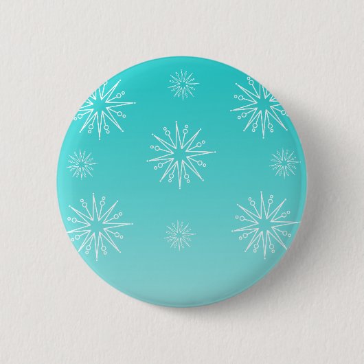 Button met kerststerren, Turquoise (Voorkant)