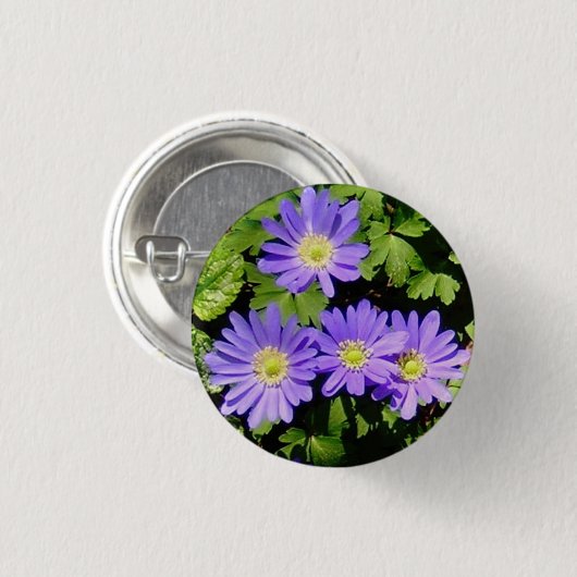 Button met lente anemonen! (Voorkant /achterkant)