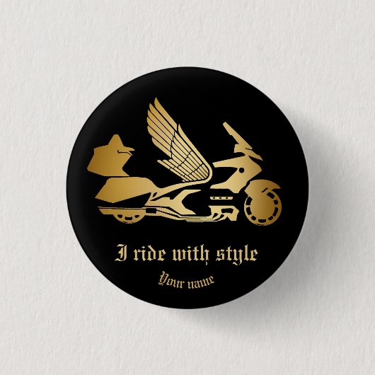 Button met motorfiets gouden Button (Voorkant)
