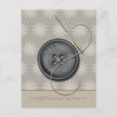 Button met naald- en schroefdraadnaaiontwerp briefkaart (Voorkant)