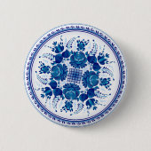 Button met ornament in Gzhel-stijl (Voorkant)
