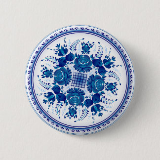 Button met ornament in Gzhel-stijl
