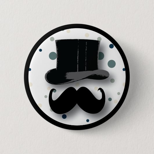 Button met pokadots en mustache bovenaan (Voorkant)