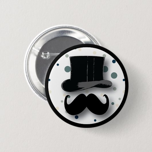 Button met pokadots en mustache bovenaan (Voorkant /achterkant)