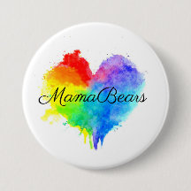 Button met Rainbow Splatter Heart