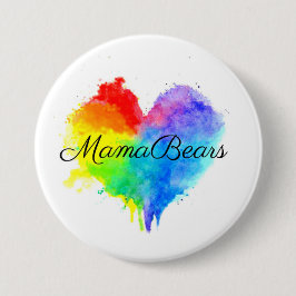 Button met Rainbow Splatter Heart