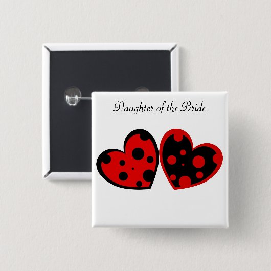 Button met rood en zwart hart (Voorkant /achterkant)