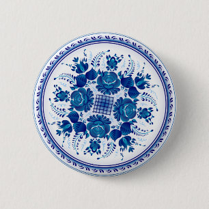 Button met versiering in Gzhel-stijl