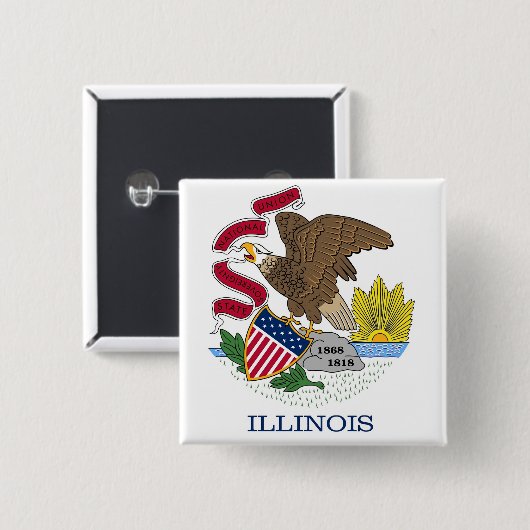 Button met vlag van Illinois (Voorkant /achterkant)