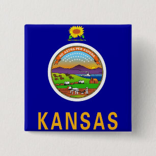 Button met vlag van Kansas