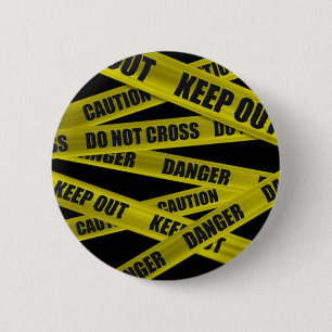 Button met waarschuwingstape