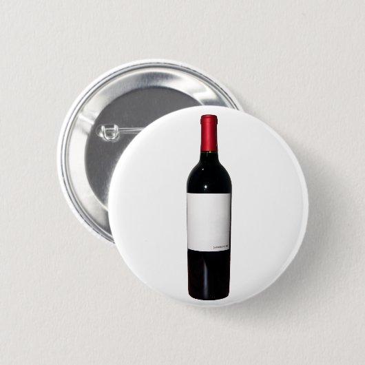 Button met wijnflesje (blanco etiket) (Voorkant /achterkant)