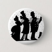 Button met zwarte en witte kerstCaroler (Voorkant)