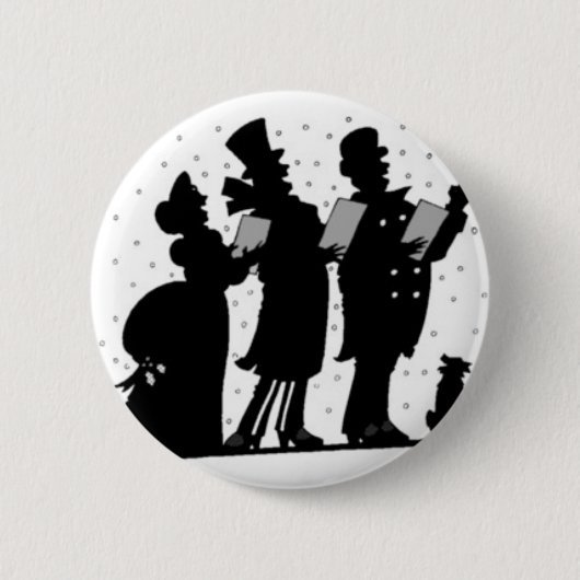 Button met zwarte en witte kerstCaroler (Voorkant)