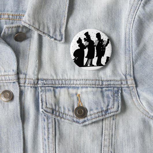 Button met zwarte en witte kerstCaroler (In situ)