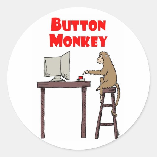 "Button Monkey" Sticker (Voorkant)