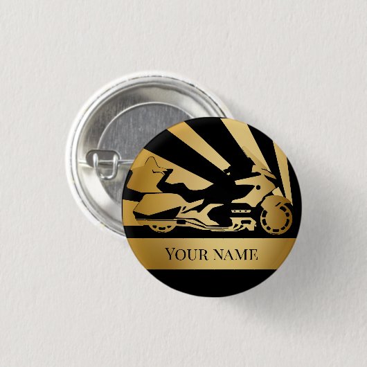 Button motorfiets biker gold (Voorkant /achterkant)