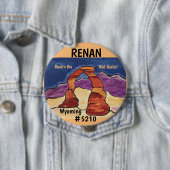 Button naam tag. Rock in de Red Rocks (In situ)