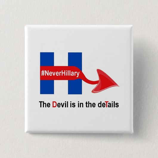 Button Nooit Hillary Devil - Gegevens (Voorkant)