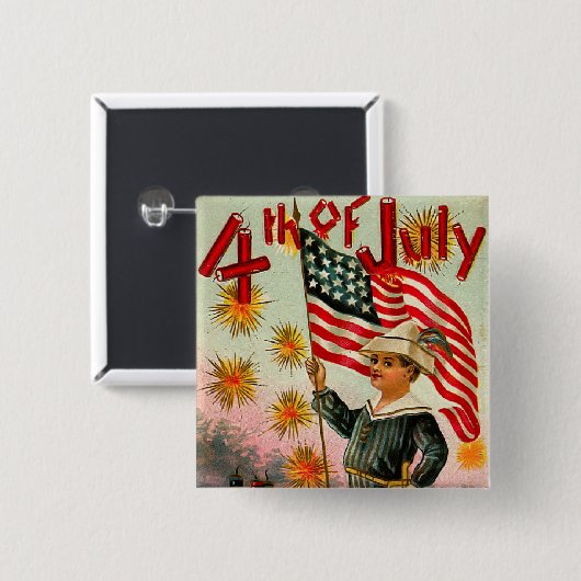 Button op 4 juli Square (Voorkant /achterkant)