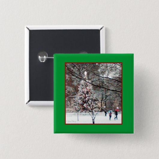 Button op het kerstvierkant (Voorkant /achterkant)