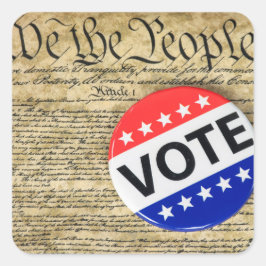 Button over de Amerikaanse grondwet Vierkante Sticker