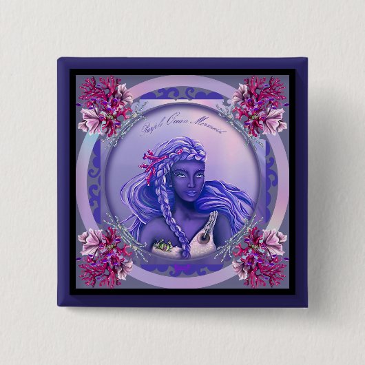 Button Paarse Oceaan Mermaid (Voorkant)